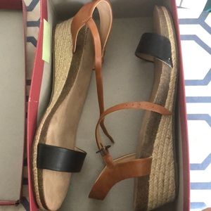 Cute  Brown & Black sandal with a cute wedge heel.